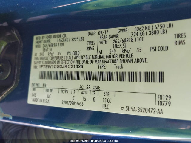 Ford F-150 Xlt 2018 1FTEW1CG3JKC21326 Image 9