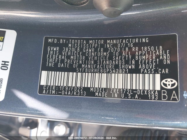 Toyota Corolla S Plus 2016 5YFBURHE6GP542821 Image 9