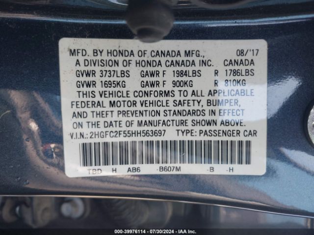 2HGFC2F55HH563697 Honda Civic Lx
