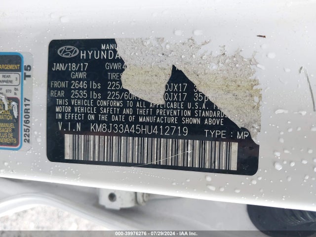 Hyundai TUCSON SE 2017 KM8J33A45HU412719 Image 9