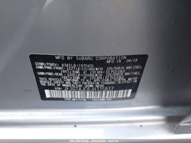 JF2GTAJC6JH335837 Subaru Crosstrek 2.0i Limited