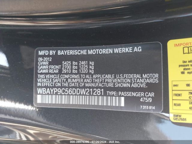 2013 BMW 650I WBAYP9C56DDW21281 Photo 8