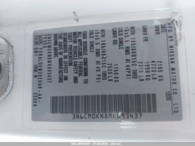 3N6CM0KN8MK693437 Nissan Nv200 Compact Cargo S Xtronic Cvt