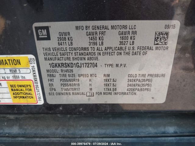 1GKKRSKD1GJ172704 GMC Acadia Slt-2