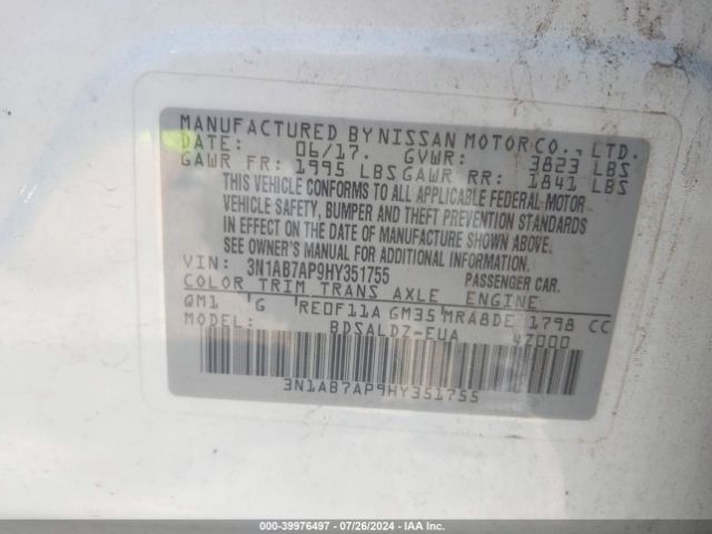 3N1AB7AP9HY351755 Nissan SENTRA SV