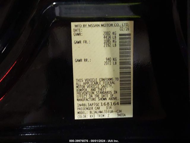 1N4BL3AP7GC168164 Nissan Altima 3.5 Sr