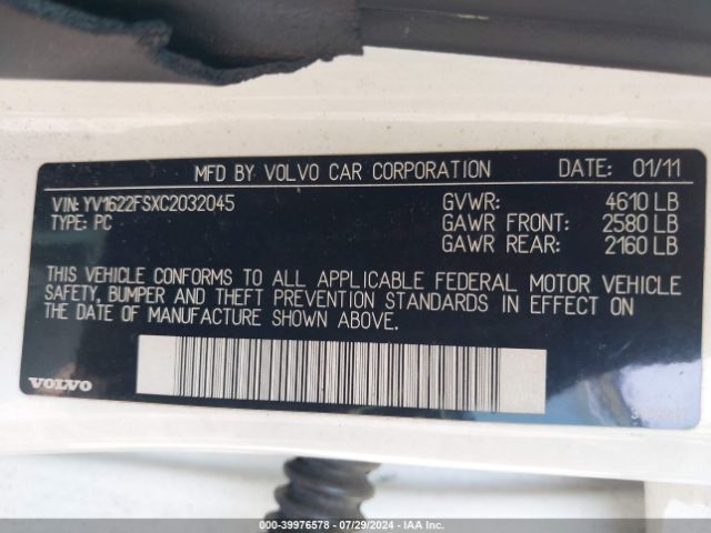 2012 VOLVO S60 YV1622FSXC2032045 Photo 8