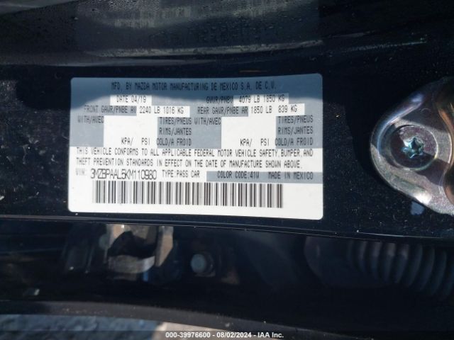 3MZBPAAL5KM110980 Mazda Mazda3 Select Package