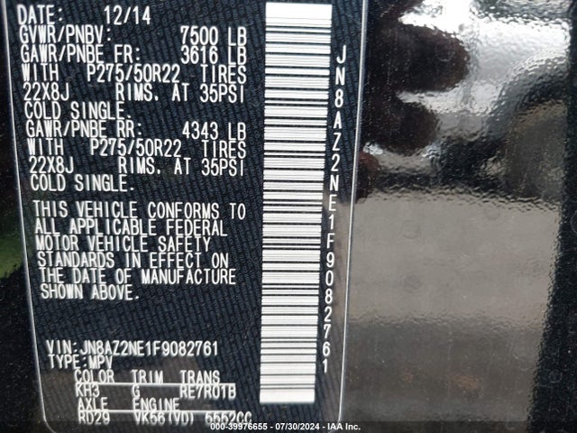 Infiniti QX80 2015 JN8AZ2NE1F9082761 Image 9