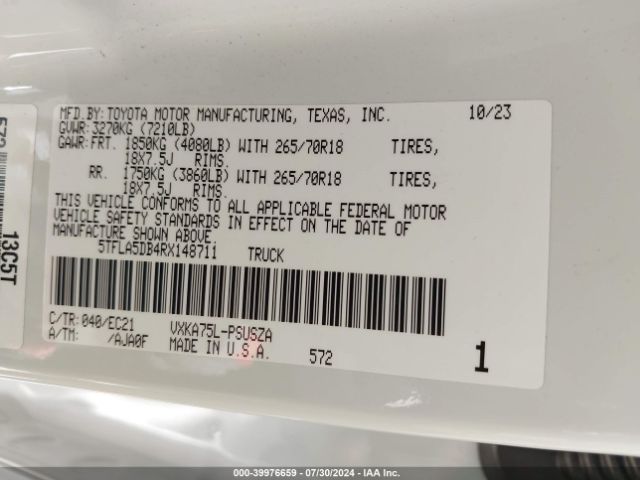 5TFLA5DB4RX148711 Toyota Tundra Sr5