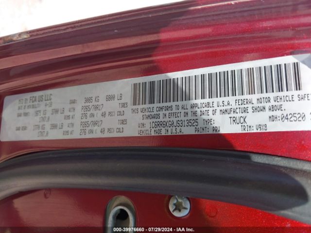 1C6RR6KG0JS313525 RAM 1500 Tradesman  4x2 5'7 Box