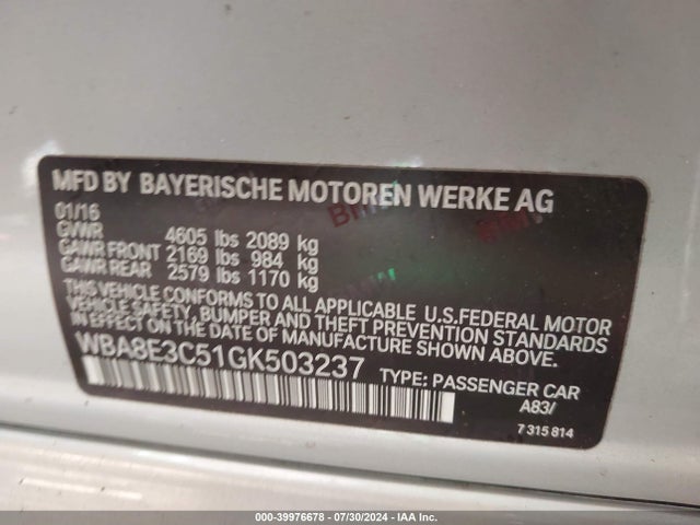 WBA8E3C51GK503237 BMW 328i Xdrive