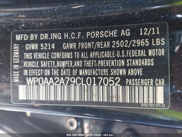 2012 PORSCHE PANAMERA WP0AA2A79CL017052 Photo 8