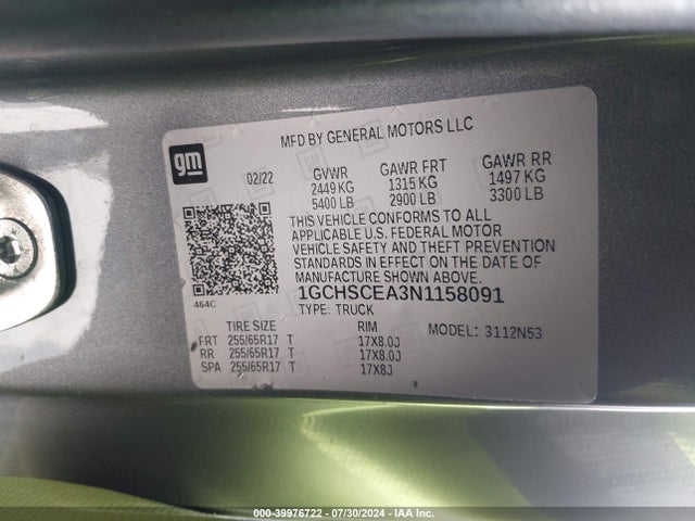 Chevrolet Colorado 2wd  Long Box Lt 2022 1GCHSCEA3N1158091 Image 9