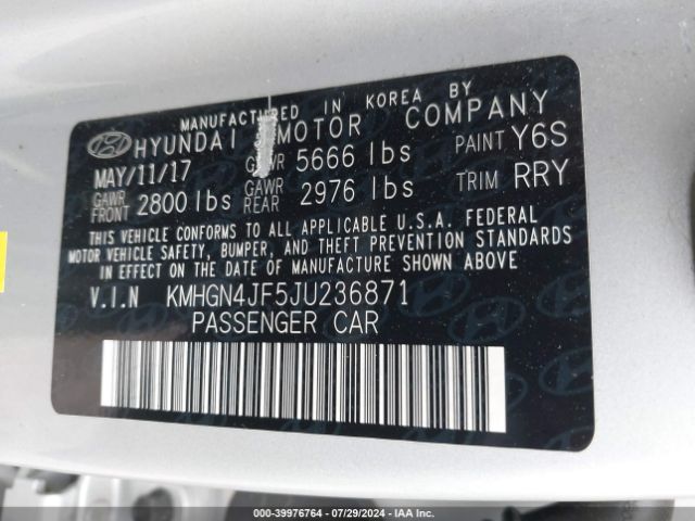 KMHGN4JF5JU236871 Genesis G80 5.0 Ultimate