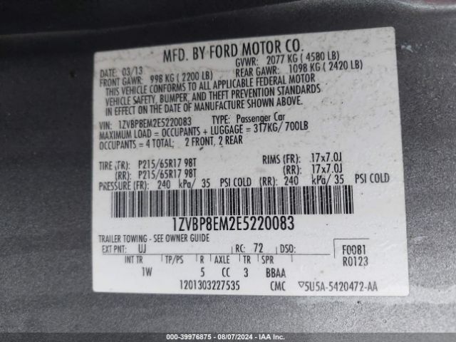 1ZVBP8EM2E5220083 Ford Mustang V6