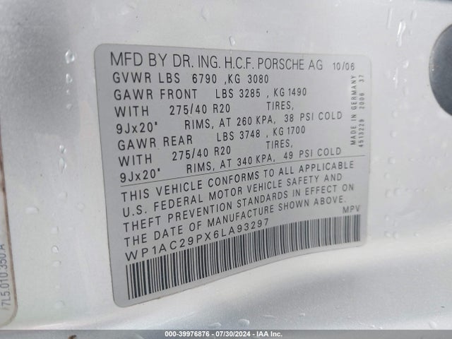 2006 PORSCHE CAYENNE WP1AC29PX6LA93297 Photo 8