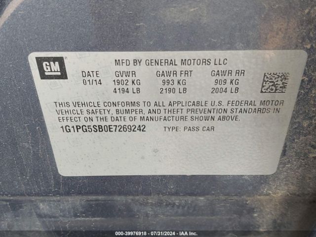 1G1PG5SB0E7269242 Chevrolet CRUZE LTZ