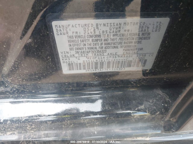 Nissan SENTRA SR 2019 3N1AB7AP7KY354323 Image 9