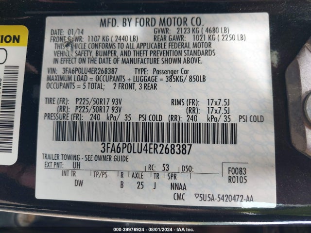 Ford Fusion Hybrid Se 2014 3FA6P0LU4ER268387 Image 9
