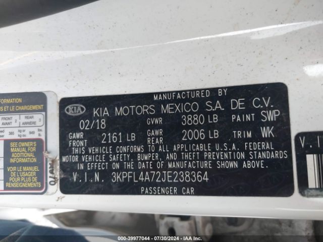 3KPFL4A72JE238364 KIA FORTE LX