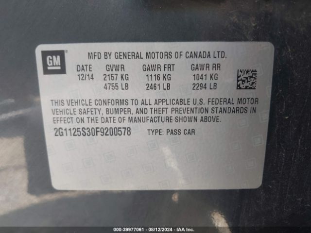 2G1125S30F9200578 Chevrolet Impala 2lt