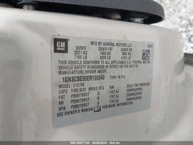 1GNSCBE06ER190949 Chevrolet Tahoe Lt