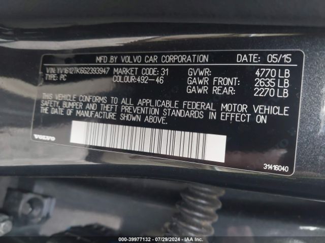 YV1612TK6G2393947 Volvo S60 T5 Premier