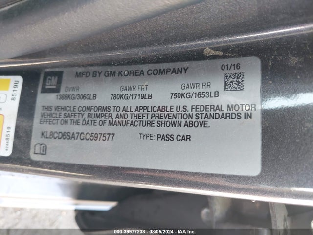Chevrolet Spark 1lt Cvt 2016 KL8CD6SA7GC597577 Image 9
