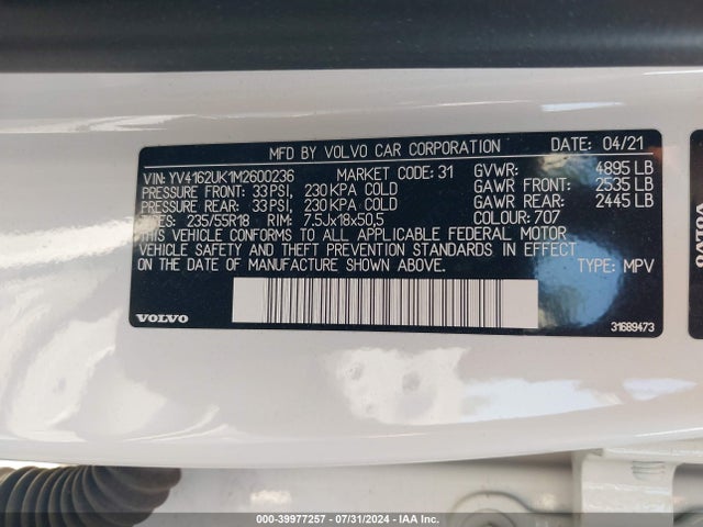Volvo Xc40 T5 Momentum 2021 YV4162UK1M2600236 Image 9