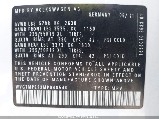 WVGTMPE23MP040540 Volkswagen ID.4 PRO S