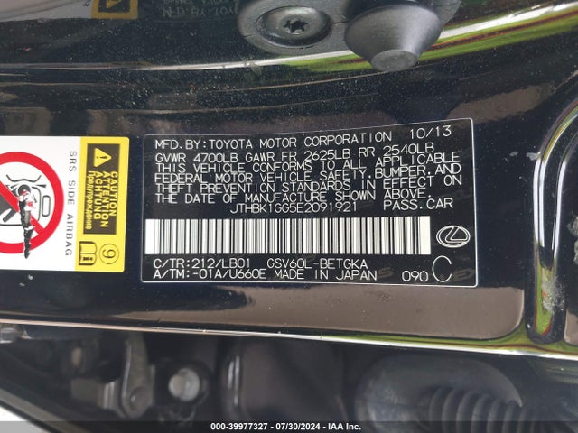 JTHBK1GG5E2091921 Lexus ES 350