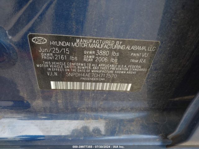 5NPDH4AE7GH717570 Hyundai ELANTRA SE