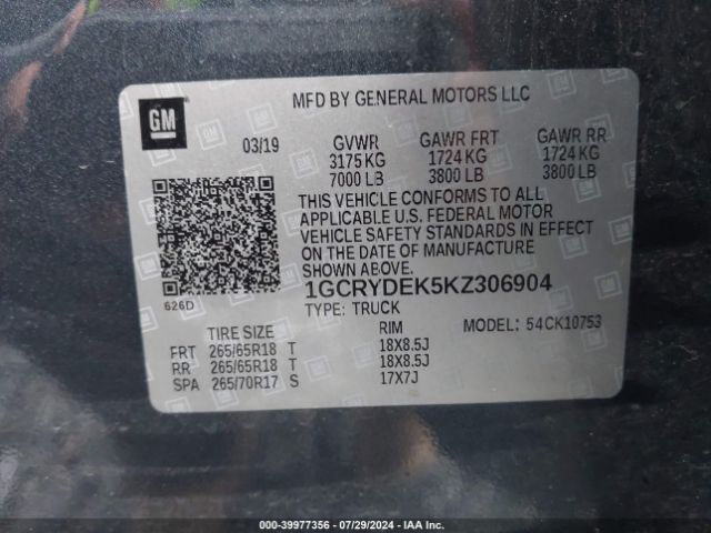 1GCRYDEK5KZ306904 Chevrolet Silverado 1500 Lt