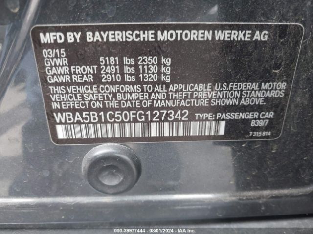 WBA5B1C50FG127342 BMW 535i