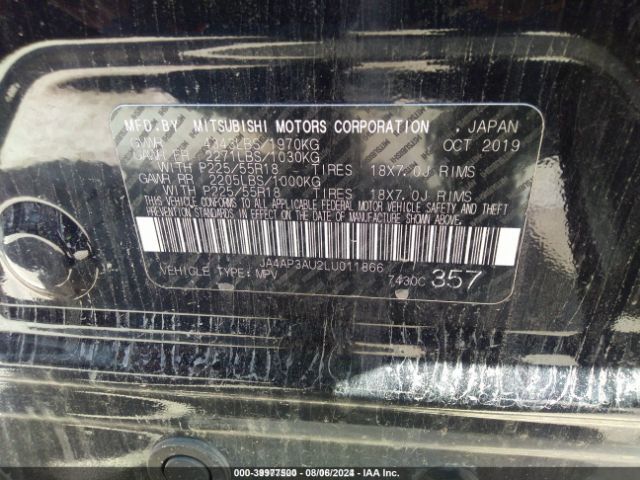 JA4AP3AU2LU011866 Mitsubishi Outlander Sport 2.0 Es