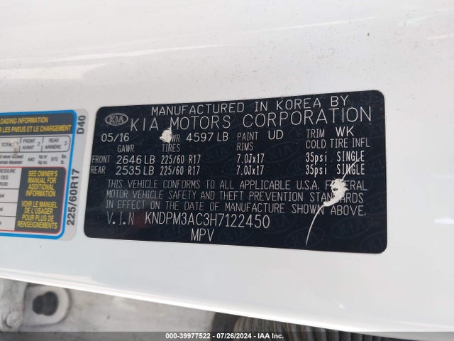 KIA Sportage Lx 2017 KNDPM3AC3H7122450 Image 9