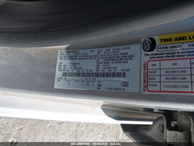 3FADP4BJ0JM118726 Ford FIESTA SE