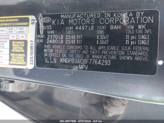 KIA Sportage Lx 2015 KNDPB3AC8F7764293 Image 9