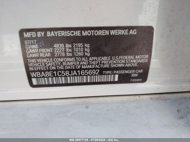 WBA8E1C58JA165692 BMW 330e Iperformance