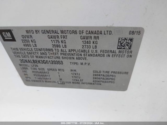 2GNALBEK3G6120353 Chevrolet EQUINOX LS