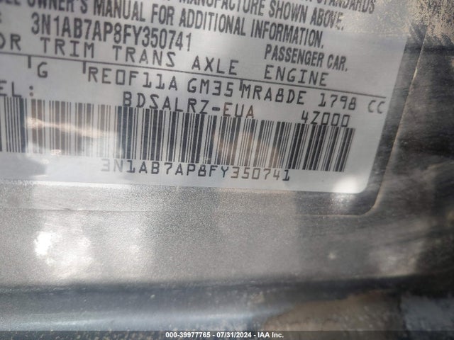 Nissan SENTRA SR 2015 3N1AB7AP8FY350741 Image 9