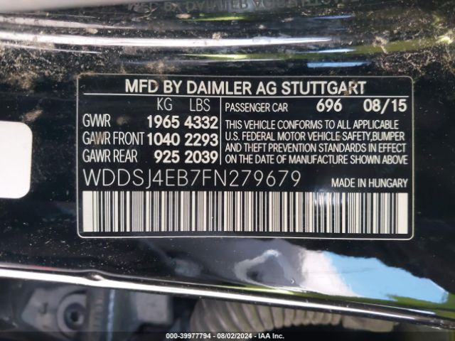 WDDSJ4EB7FN279679 Mercedes-Benz CLA 250
