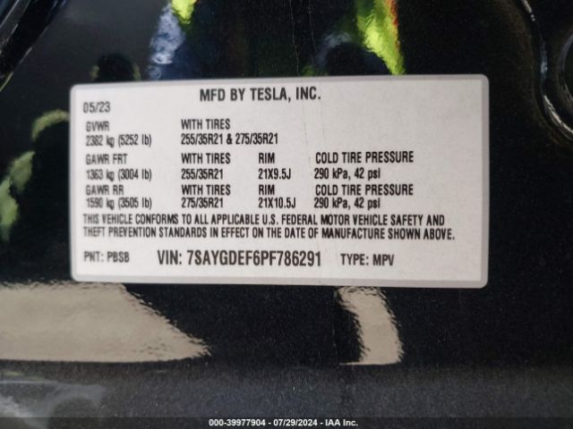 7SAYGDEF6PF786291 Tesla Model Y Awd/performance Dual Motor All-wheel Drive