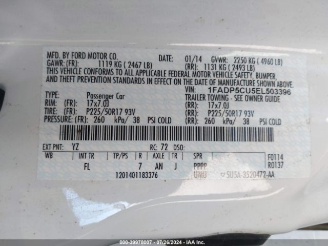 1FADP5CU5EL503396 Ford C-max Energi Sel