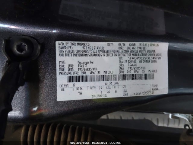 Ford FOCUS S 2016 1FADP3E29GL345728 Image 9