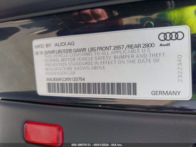 2019 AUDI A6 WAUE8AF22KN120754 Photo 8