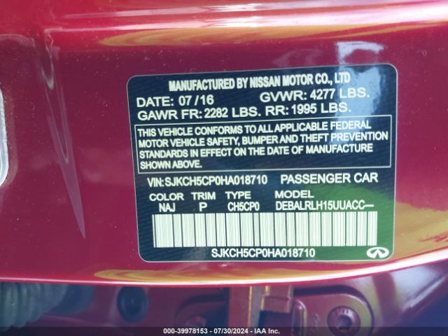 SJKCH5CP0HA018710 Infiniti Qx30 Premium