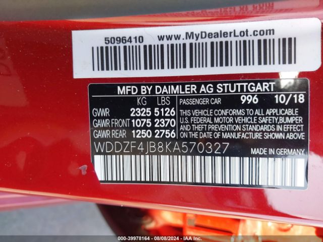 WDDZF4JB8KA570327 Mercedes-Benz E 300