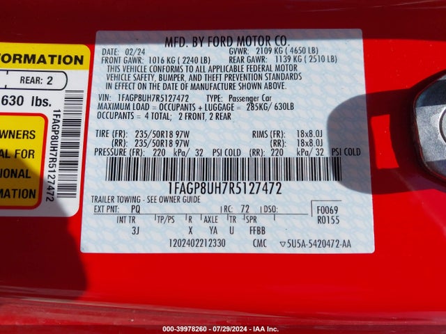 Ford Mustang Ecoboost Premium 2024 1FAGP8UH7R5127472 Image 9